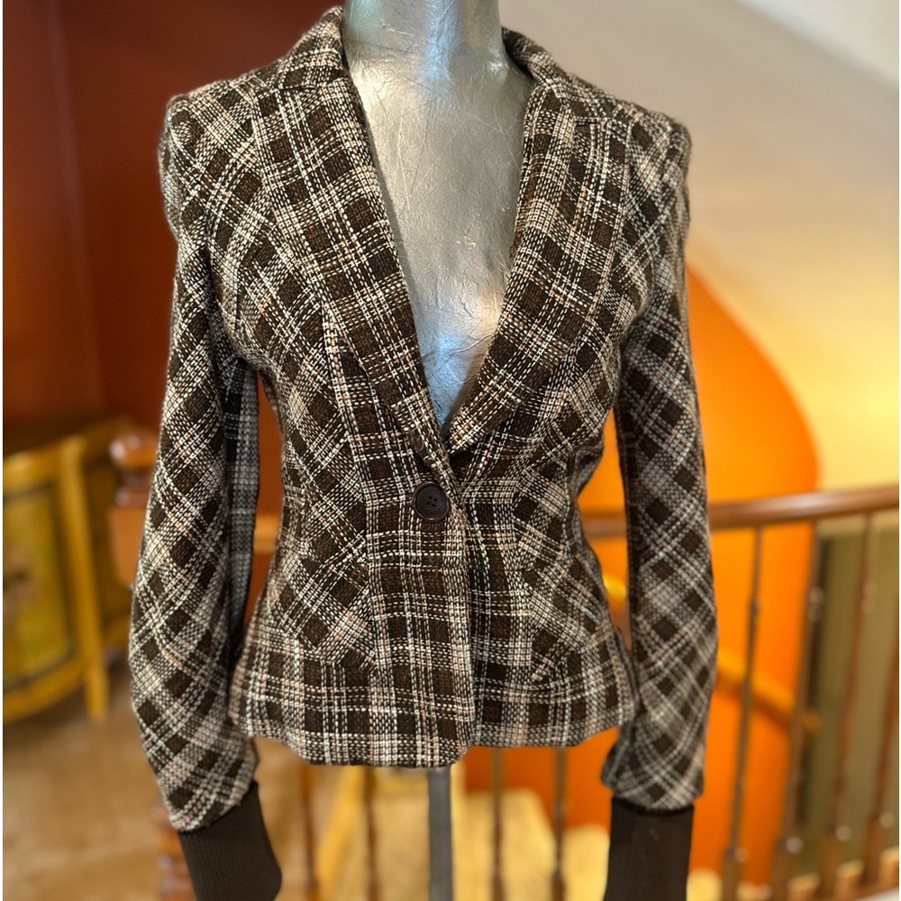 BCBGirls Checkered Blazer - Brown and Cream